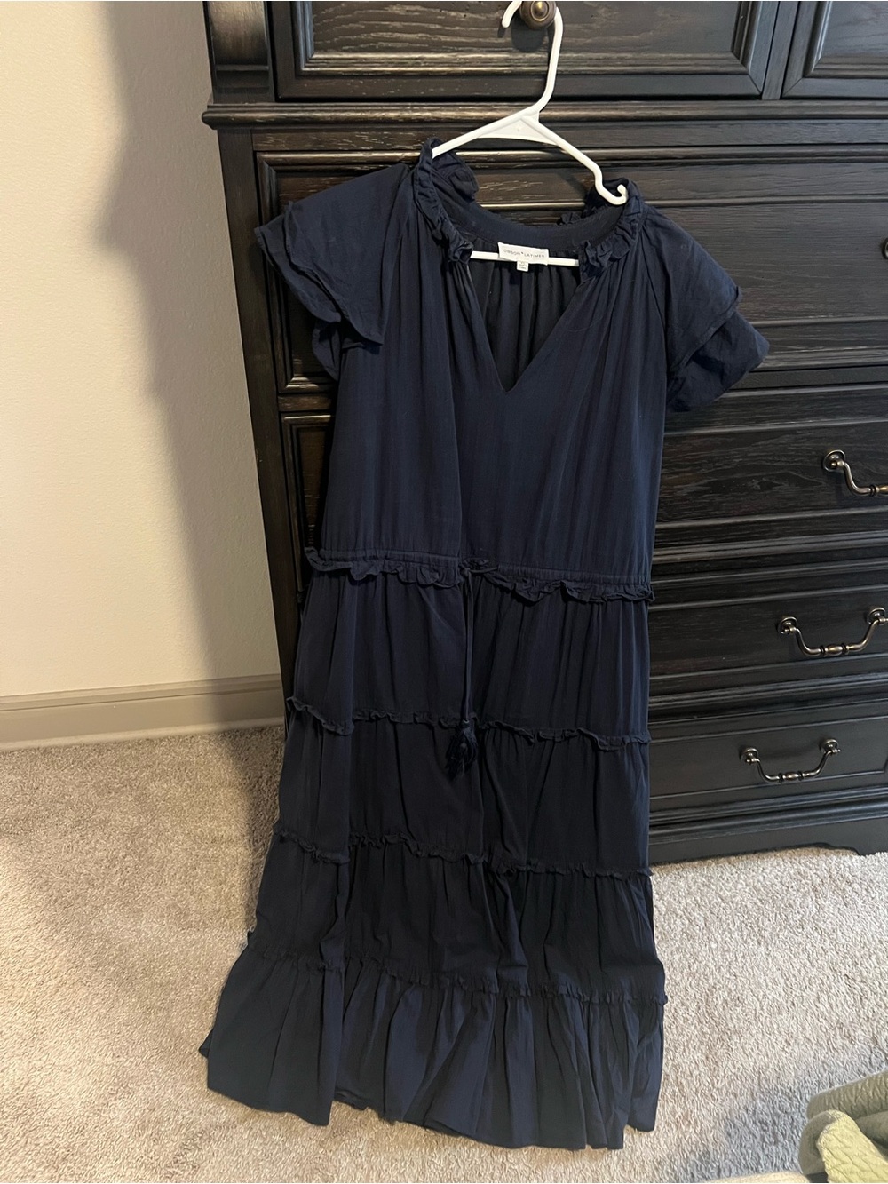 Gibson Latimer Navy Tiered Short-Sleeve Maxi Dress